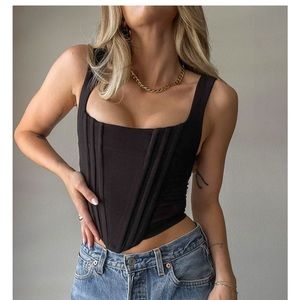Black Zip-Up Corset Top 💣🖤 Never Worn